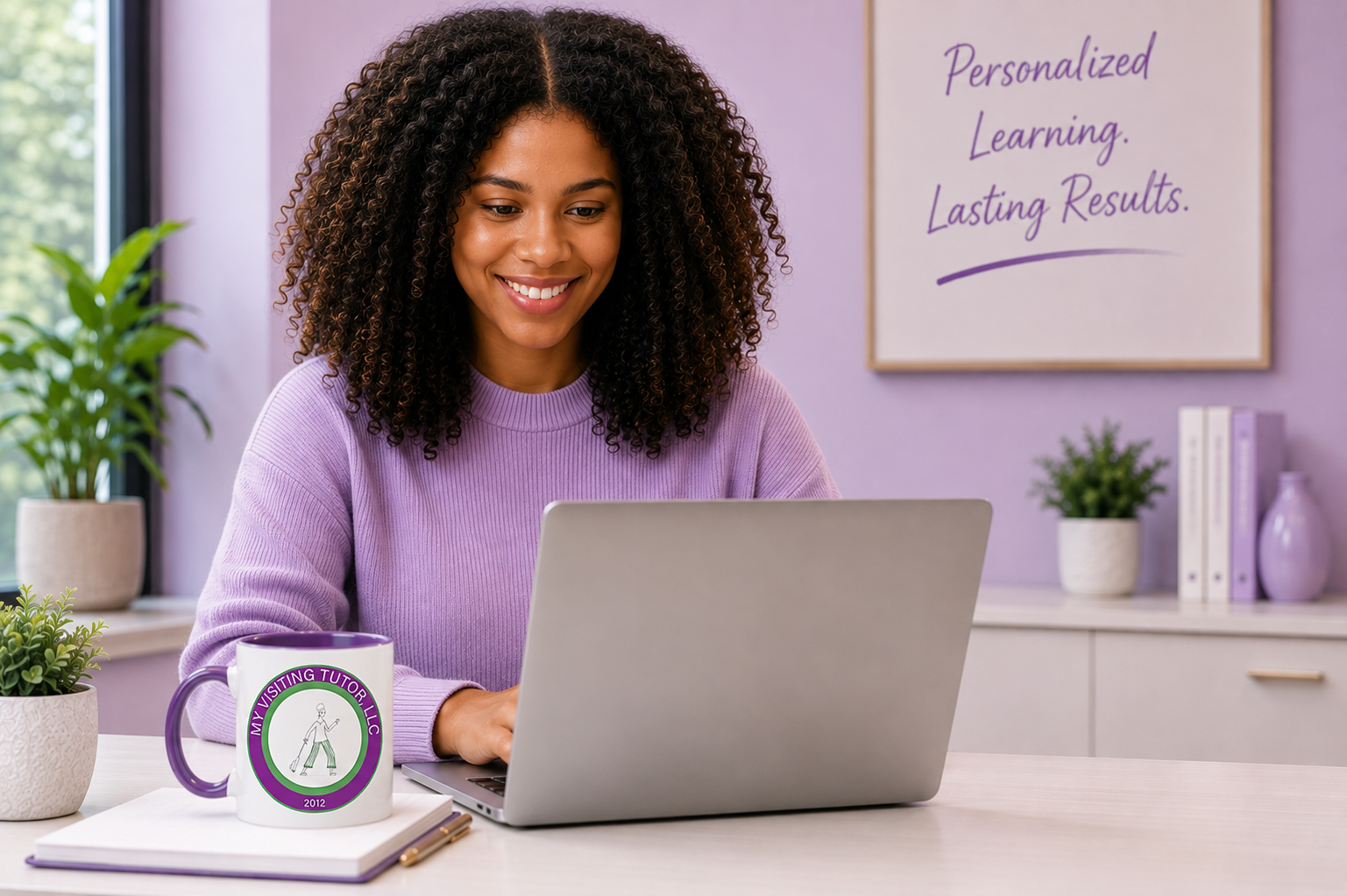 Student participating in an online tutoring session